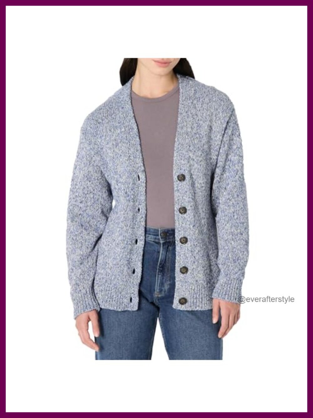 Oversized Fit Heavyweight Cotton Blend Button-Up Cardigan Deep V-Neckline